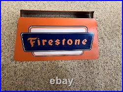 Firestone Tire Vintage Double Sided Metal Sign Tire Display Stand Gas Oil