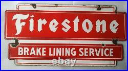 Firestone Tyre Break Lining Service Cutout Sign Vintage Porcelain Enamel Sign