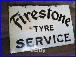 Firestone Tyre Service Enamel Sign Vintage Automobilia Garage Memorabilia Motor