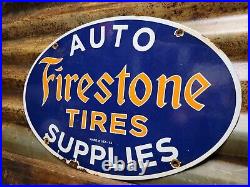 Firestone Vintage Porcelain Sign 1953 Tires Car Truck Automobile Supplies Oval