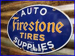 Firestone Vintage Porcelain Sign 1953 Tires Car Truck Automobile Supplies Oval