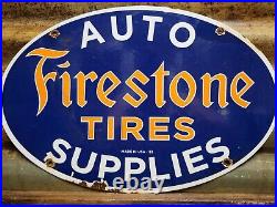 Firestone Vintage Porcelain Sign 1953 Tires Car Truck Automobile Supplies Oval