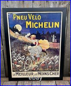 Framed Vintage 60s/70s Michelin Man Bibendum Bicycle Tires Bike Shop Poster Sign