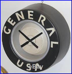 GENERAL TIRE WALL CLOCK vintage old used 1960's LARGE wheel shaped DEALER SIGN