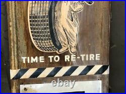GUARANTEED ORIGINAL Vintage 1949 FISK TIRE Vertical Sign GAS Oil OLD WILL SHIP