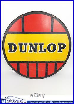 Genuine Vintage Enamel Dunlop Tyre Tire Porcelain Sign Old Gasoline Oil Petrol