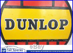 Genuine Vintage Enamel Dunlop Tyre Tire Porcelain Sign Old Gasoline Oil Petrol