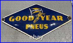 Good Year Tire PNEUS Porcelain Metal Sign24 X 13.5 inches Vintage Goodyear