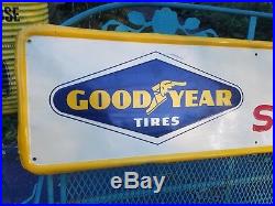 Good Year Tire Service Embossed Sign Oil Gas Station Repair Shop Vintage old