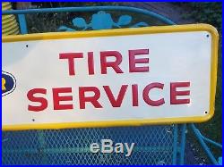 Good Year Tire Service Embossed Sign Oil Gas Station Repair Shop Vintage old