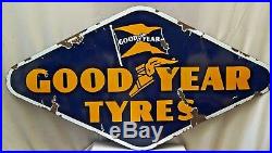 Good Year Tire Vintage Enamel Porcelain Sign Hexagon Shape Double Sided Coolecti