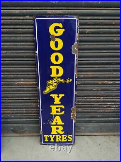Good Year Tyre Flying Shoe Vintage Porcelain Enamel Sign Rare Size 48 Inch