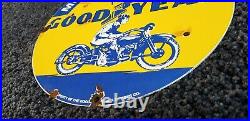 Goodyear Motorcycle Porcelain Gas Oil Tires Service Station Vintage Style Sign