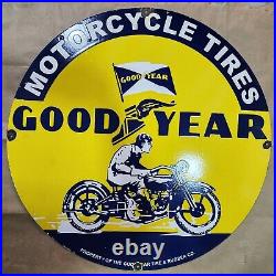 Goodyear Tires Porcelain Sign 30 Inches Round