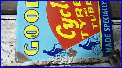 Goodyear Vintage 1930' Indian Cycle Tire Tyre Tubes Garage Enamel Sign 18x24