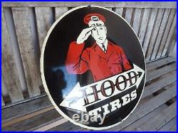 HOOD Tires porcelain sign advertising vintage tire shop 20 US logo hot rod