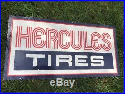 Hercules Tire Advertising Sign Double Sided 12x24 Automotive Vintage