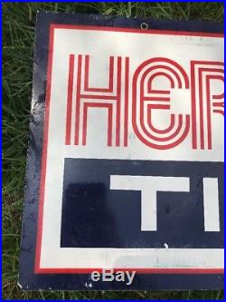 Hercules Tire Advertising Sign Double Sided 12x24 Automotive Vintage
