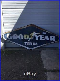 Huge! Vintage Goodyear Tire Sign Metal 8 Foot By 4 Foot