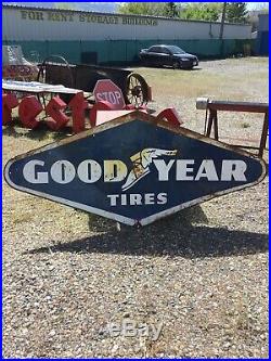 Huge! Vintage Goodyear Tire Sign Metal 8 Foot By 4 Foot