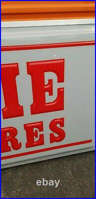 Huge Vintage Laramie Tire Dealer Gas Station Sign Wall Mounted Lighted NOS