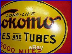 Kokomo Tires Vintage Dsp 2 Sided Porcelain Sign Orig. Real Deal-burdick Chicago