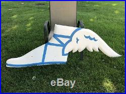 LARGE Rare Original Vintage GOODYEAR TIRE WING FOOT SIGN Painted Metal 27 X 78
