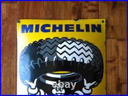 LARGE VINTAGE MICHELIN XY PORCELAIN SIGN 23-1/2x 15-1/2 TRUCK TIRES OIL TYRES