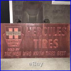 LQQK! VinTaGe HERCULES TIRE DISPLAY Stand SIGN Gas Oil Service Station OLD Car