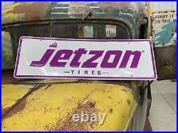 LQQK! Vintage Embossed JETZON TIRES Sign Old Car Truck Tractor Ag Trailer Farm