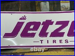 LQQK! Vintage Embossed JETZON TIRES Sign Old Car Truck Tractor Ag Trailer Farm