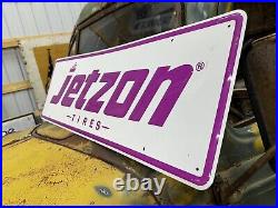 LQQK! Vintage Embossed JETZON TIRES Sign Old Car Truck Tractor Ag Trailer Farm