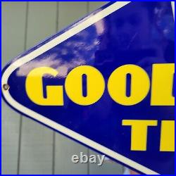 Large 24 X 14 Vintage Goodyear Tires Service Tire Wheel Store Porcelain Sign