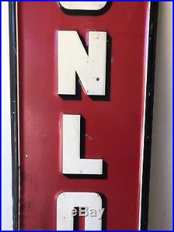 Large Authentic Vintage 1940 Dunlop Tires Metal Embossed Sign 5 Ft Red Rare HTF