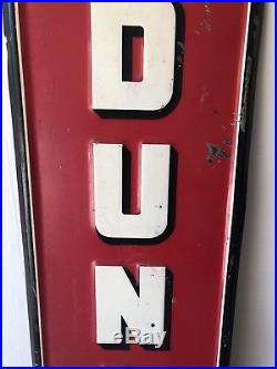 Large Authentic Vintage 1940 Dunlop Tires Metal Embossed Sign 5 Ft Red Rare HTF