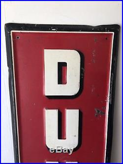 Large Authentic Vintage 1940 Dunlop Tires Metal Embossed Sign 5 Ft Red Rare HTF