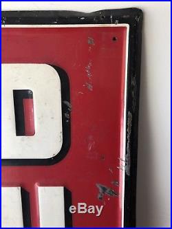 Large Authentic Vintage 1940 Dunlop Tires Metal Embossed Sign 5 Ft Red Rare HTF