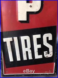 Large Authentic Vintage 1940 Dunlop Tires Metal Embossed Sign 5 Ft Red Rare HTF