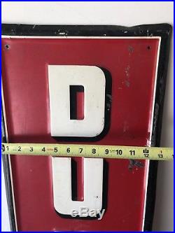 Large Authentic Vintage 1940 Dunlop Tires Metal Embossed Sign 5 Ft Red Rare HTF