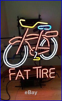 Large Fat Tire Neon Beer Sign Vintage