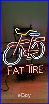 Large Fat Tire Neon Beer Sign Vintage