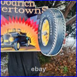 Large Heavy Old Vintage Goodrich Tires Porcelain Tire Metal Sign Gas Station