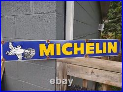 Large Rare Vintage Michelin Man Tires 36 Porcelain Metal Sign