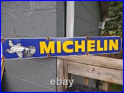 Large Rare Vintage Michelin Man Tires 36 Porcelain Metal Sign