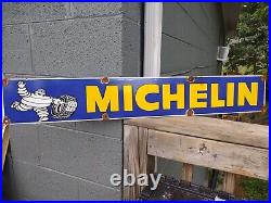 Large Rare Vintage Michelin Man Tires 36 Porcelain Metal Sign