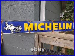 Large Rare Vintage Michelin Man Tires 36 Porcelain Metal Sign