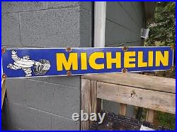 Large Rare Vintage Michelin Man Tires 36 Porcelain Metal Sign