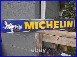 Large Rare Vintage Michelin Man Tires 36 Porcelain Metal Sign