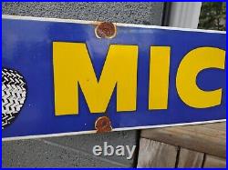 Large Rare Vintage Michelin Man Tires 36 Porcelain Metal Sign