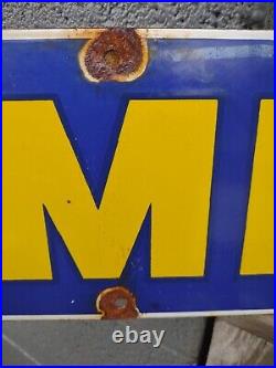 Large Rare Vintage Michelin Man Tires 36 Porcelain Metal Sign